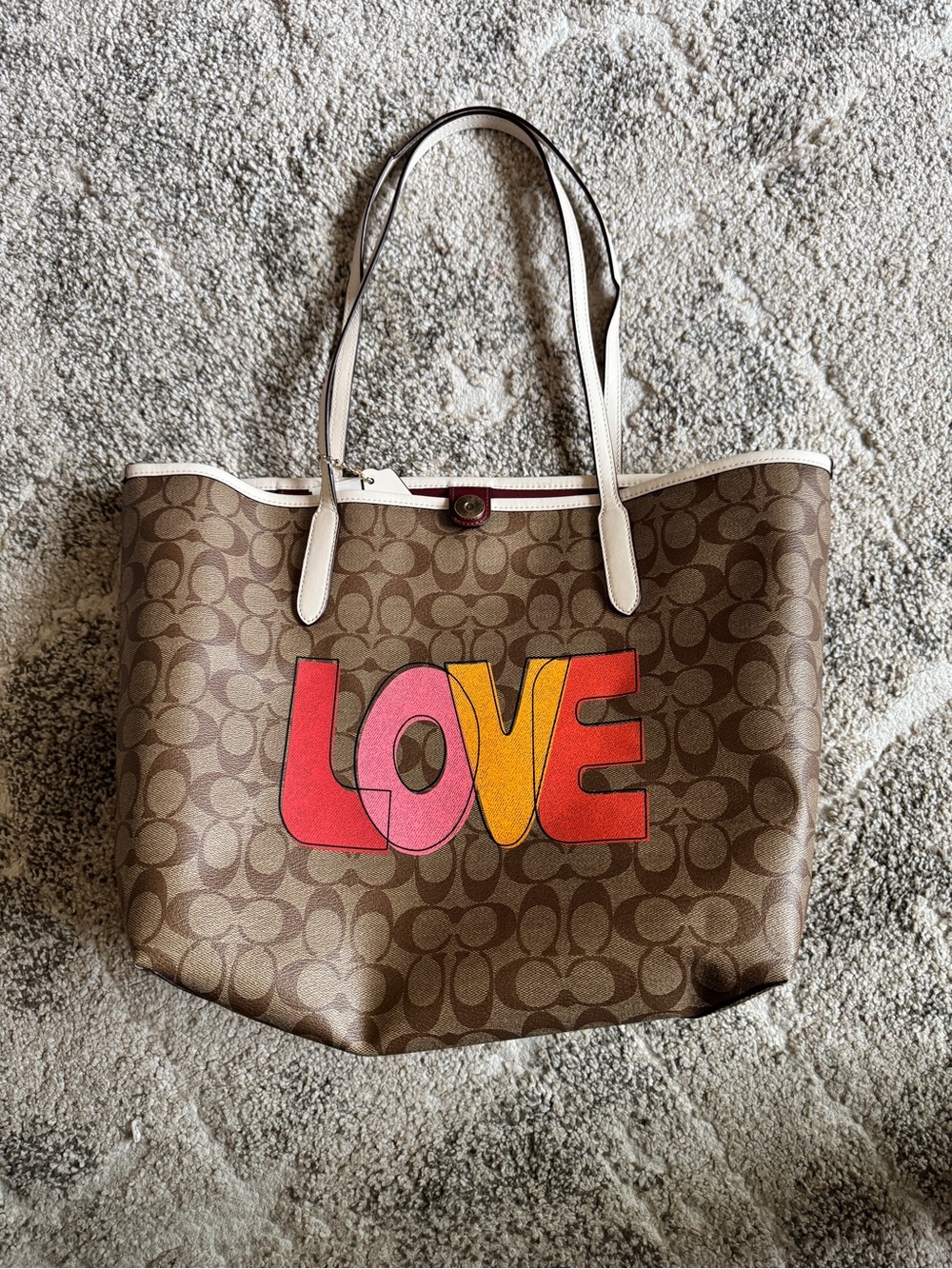 COACH City Tote In Signature Canvas With LOVE